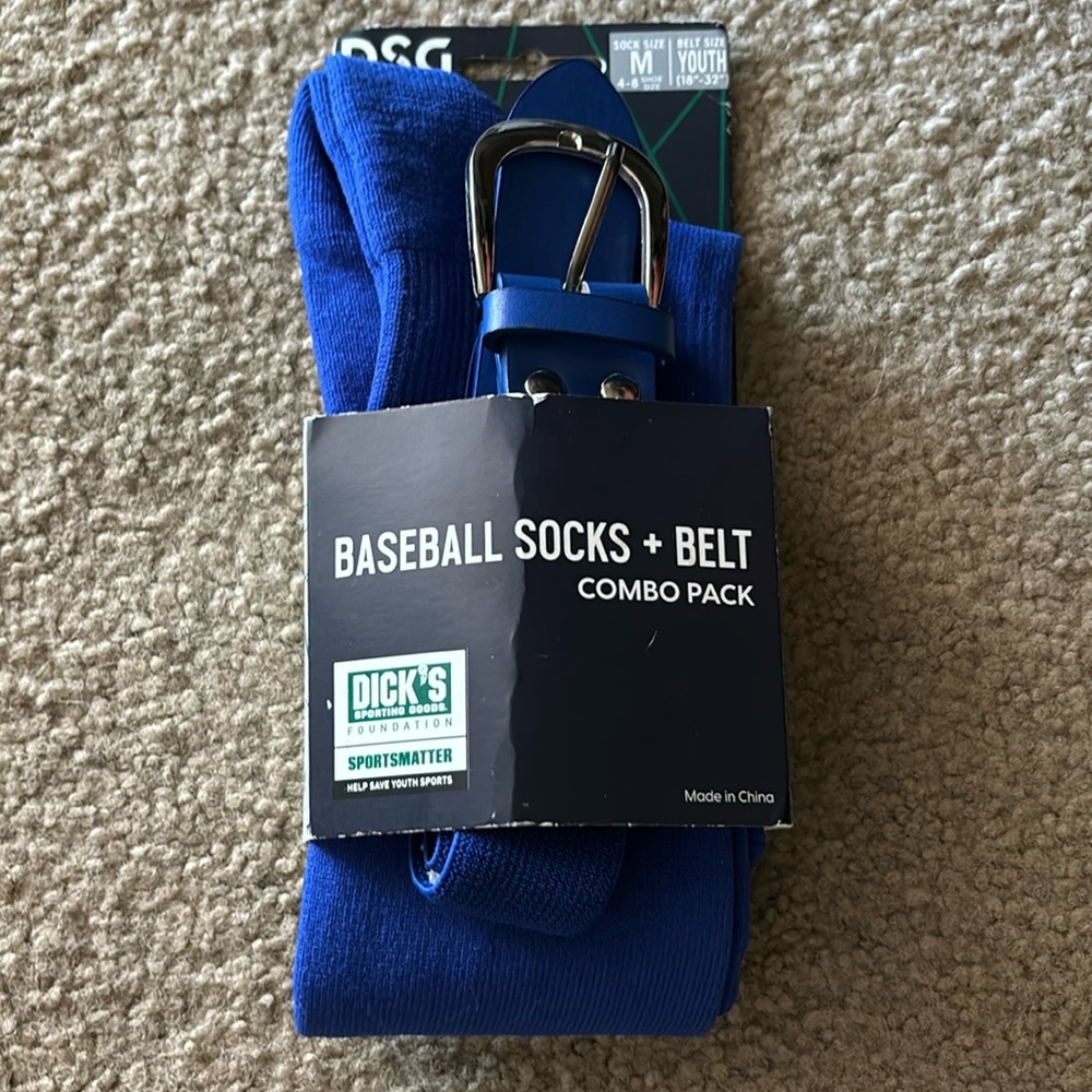 Baseball Socks and Belt Combo Royal Blue Youth Medium